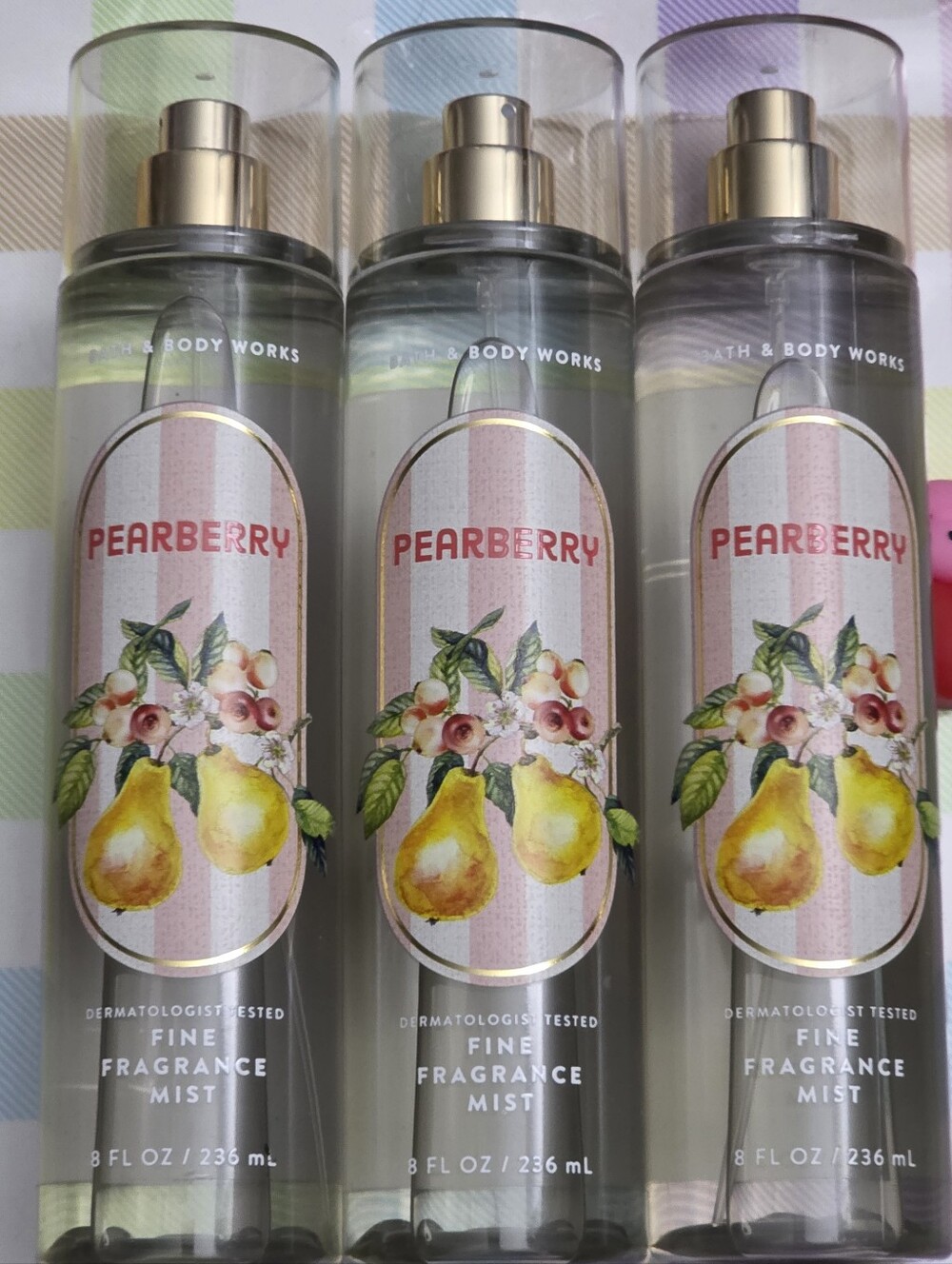 Bath & Body Works Pearberry Fine Fragrance Body Mist Set of 3 New RARE